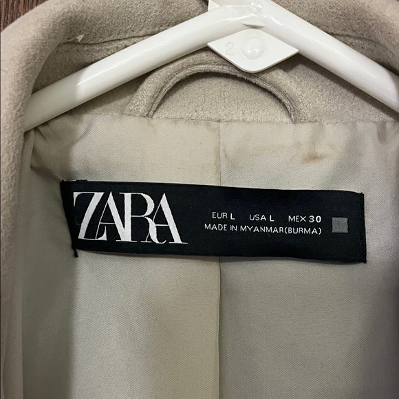 Zara Off-White Faux Suede Biker Jacket Large - Picture 2 of 11
